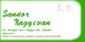sandor nagyivan business card